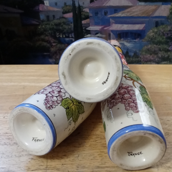 🛍🇫🇷 3 Vintage Wine Bottle French , Hand Painted/France. Size 10",Nice Gift.🎁 - Picture 2 of 9